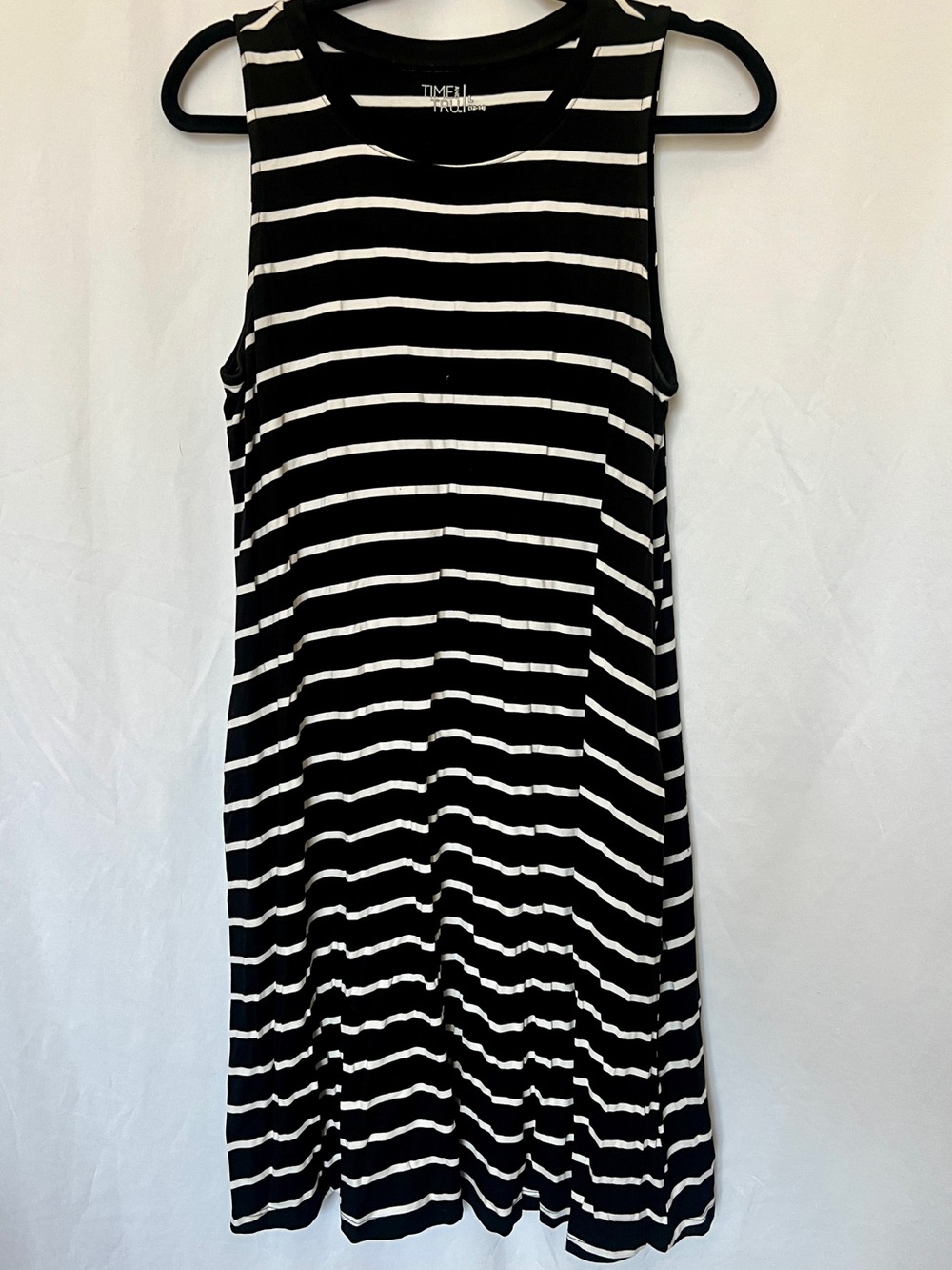 Time and Tru Black and White Striped Sleeveless Midi Dress